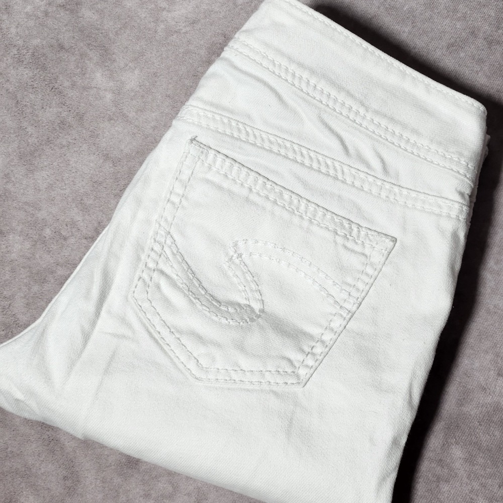 women's‎ SILVER white SUKI Capri's cropped Jeans denim Size 26 Inseam 26